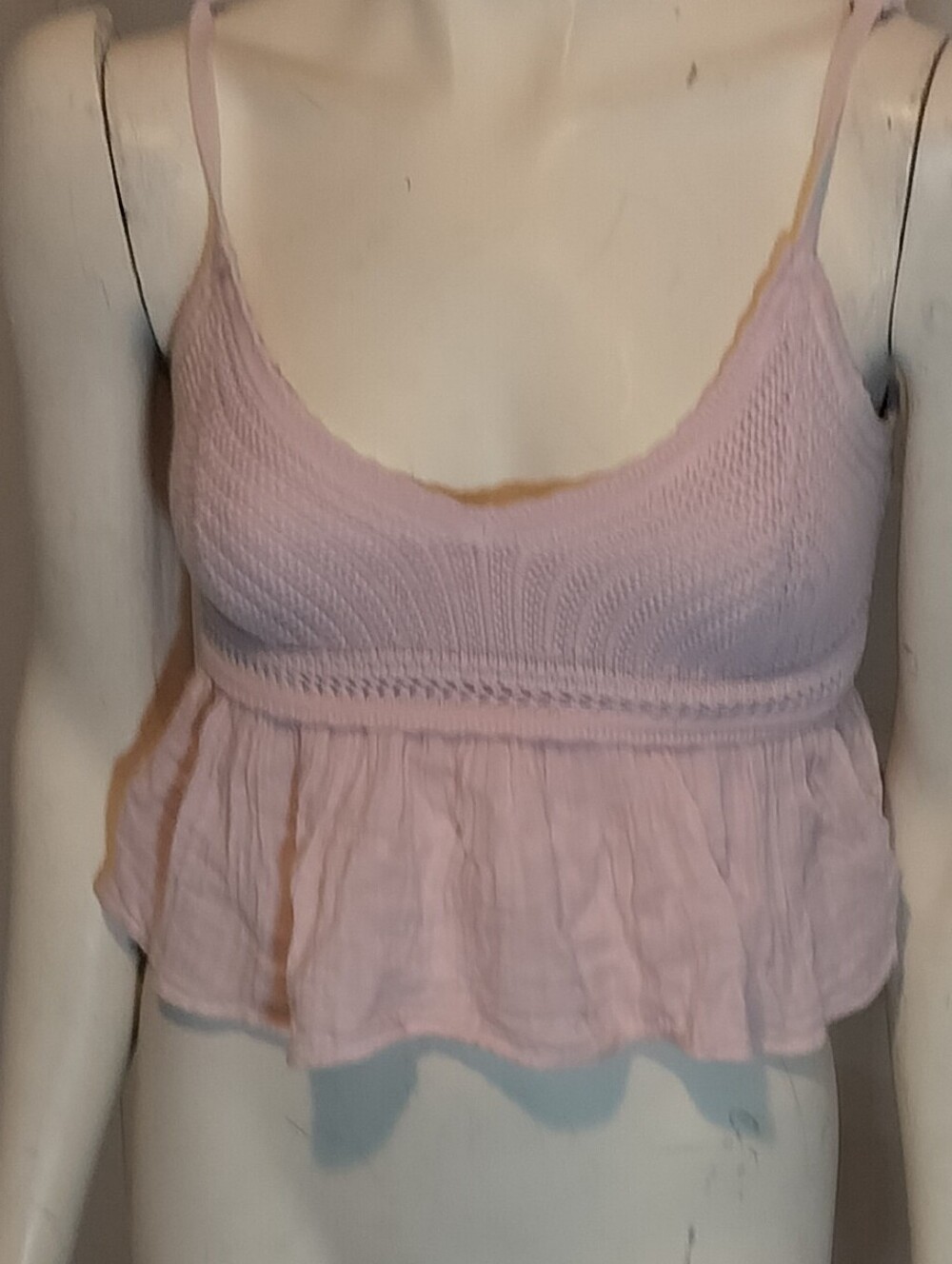 Hollister Pale Pink Ruffle Hem Cropped Cami